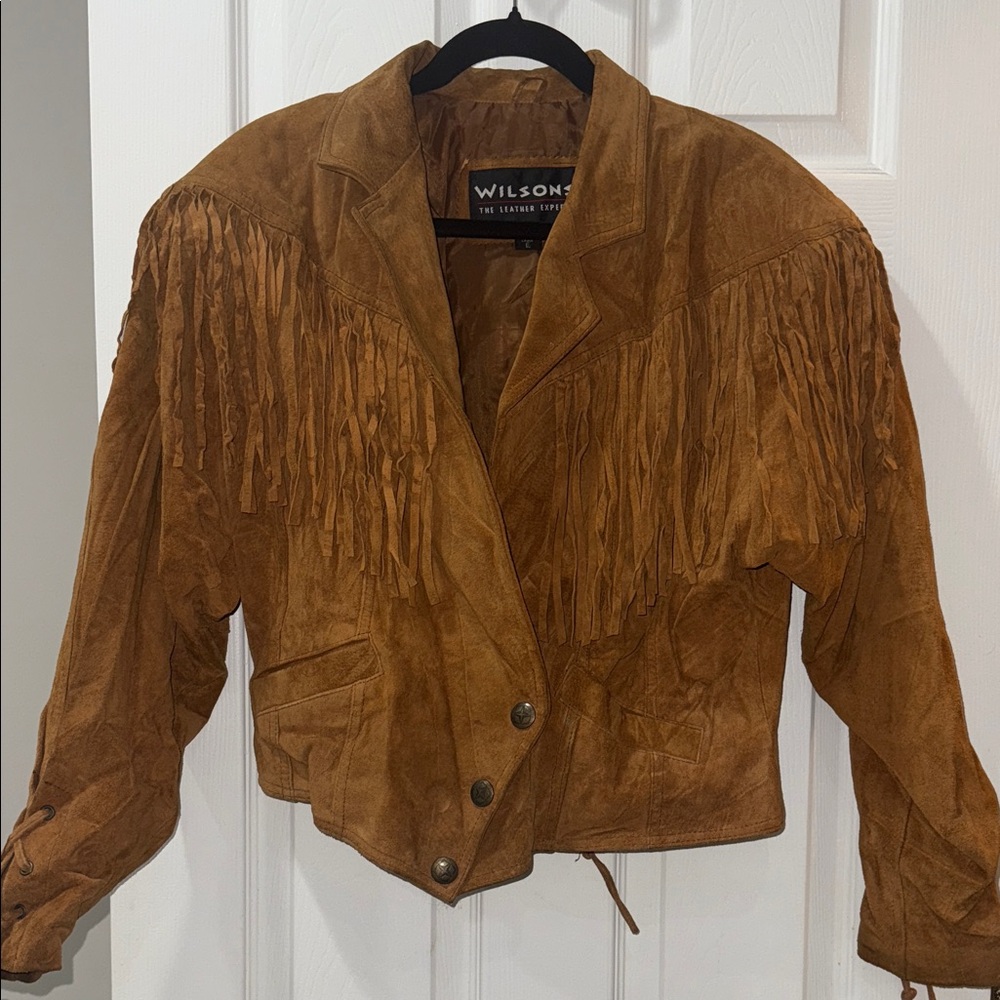 Wilson Women's Tan Leather Fringe Jacket